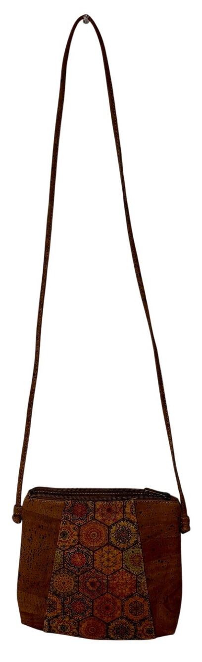 House of Cork Handcrafted Paisley Print Crossbody Purse Blue Brown Small